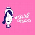 Girl boss. Handwritten stock lettering typography. Vector