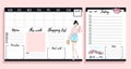 Girl boss weekly and daily planner design with fashion elements and young women