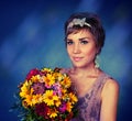 Girl with a bouquet of flowers Royalty Free Stock Photo