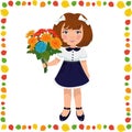 Girl with a bouquet of flowers