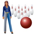 A girl and bowling.