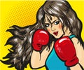 Girl boxing pop art comic stock vector Royalty Free Stock Photo
