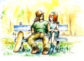 Girl with boy on the bench