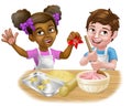 Girl and Boy Cartoon Child Chef Cook Kids Royalty Free Stock Photo