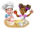 Girl and Boy Cartoon Child Chef Cook Kids Royalty Free Stock Photo
