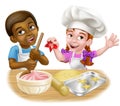 Girl and Boy Cartoon Child Chef Cook Kids Royalty Free Stock Photo