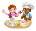 Girl and Boy Cartoon Child Chef Cook Kids Royalty Free Stock Photo