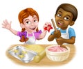 Girl and Boy Cartoon Child Chef Cook Kids Royalty Free Stock Photo