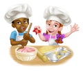 Girl and Boy Cartoon Child Chef Cook Kids