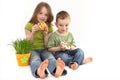 Girl and boy with Easter decoration Royalty Free Stock Photo