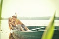 Girl and boy embracing laughing on date.