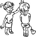 A girl and a boy are fooling around at school