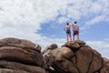 Girl Boy Friendship Beach Rocks Sky Royalty Free Stock Photo