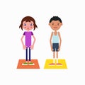 Girl and boy got ready for the physical exercises Royalty Free Stock Photo