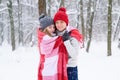 Hugs of beautiful couple in plaid Royalty Free Stock Photo
