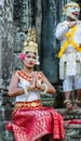 Boy and girl dressed in traditional Cambodian clothings