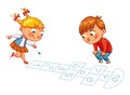 Girl and boy play in Hopscotch Royalty Free Stock Photo