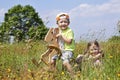 Girl with a boy riding a horse Royalty Free Stock Photo