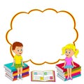 Girl and boy sit on the book Royalty Free Stock Photo