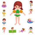 Girl and boy in swimsuit , kids summer vacation Royalty Free Stock Photo