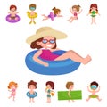 Girl and boy in swimsuit , kids summer vacation Royalty Free Stock Photo