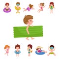 Girl and boy in swimsuit , kids summer vacation Royalty Free Stock Photo