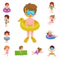 Girl and boy in swimsuit , kids summer vacation Royalty Free Stock Photo
