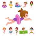 Girl and boy in swimsuit , kids summer vacation Royalty Free Stock Photo