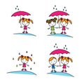 Girl and boy under an umbrella