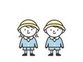 Girl and boy in uniform standing side by side Royalty Free Stock Photo