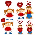 Girl and boy valentive love cartoon