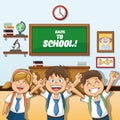 Girl and boys cartoon of back to school design