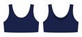 Girl bra technical sketch illustration. Dark blue color. Casual underclothing