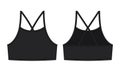 Girl bralette technical sketch. Black color. Women`s top bra with straps underwear design template Royalty Free Stock Photo