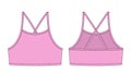 Girl bralette technical sketch. Pink color. Women`s top bra with straps underwear design template Royalty Free Stock Photo