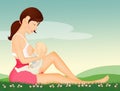 Girl breastfeeds her baby
