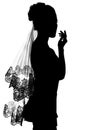 Girl bride silhouette. Royalty Free Stock Photo