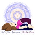 Girl in Bridge Pose with mandala background