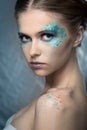 Girl with bright fashion make-up Royalty Free Stock Photo