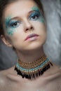 Girl with bright fashion make-up Royalty Free Stock Photo