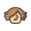 Girl with Bruises Vector icon Cartoon illustration