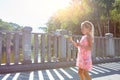 Girl with bubble blower. Royalty Free Stock Photo