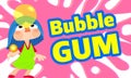 Girl bubble gum concept banner, cartoon style