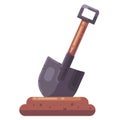 Shovel stuck in the ground. dig a hole flat