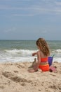 Girl building sand castle 1