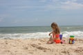 Girl building sand castle 2 Royalty Free Stock Photo