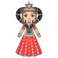 The girl in Buryat dress. Historical clothes.