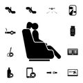 girl in a business class airplane icon. Detailed set of Airport icons. Premium quality graphic design sign. One of the collection Royalty Free Stock Photo