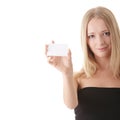 Girl with businesscard Royalty Free Stock Photo
