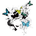 Girl with butterflies and flowers Royalty Free Stock Photo